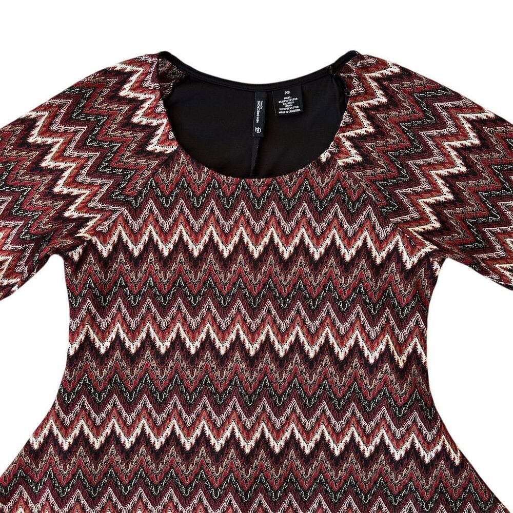 New Directions Petite Chevron Blouse Multicolor 3/4 Sleeve Peplum Top - Picture 5 of 8